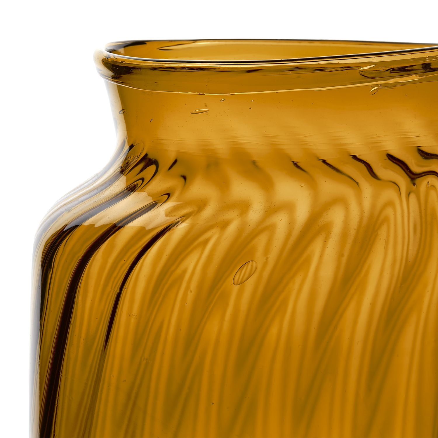 Munblåst vas av återbrukat glas, Ø21cm, Bärnsten