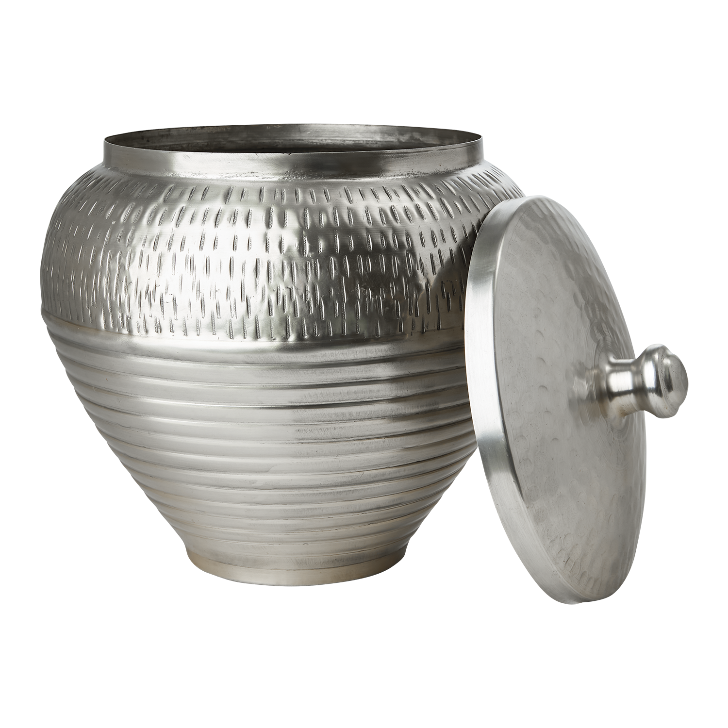 Vacker Urna med lock, Ø30cmxH32 cm, Silver