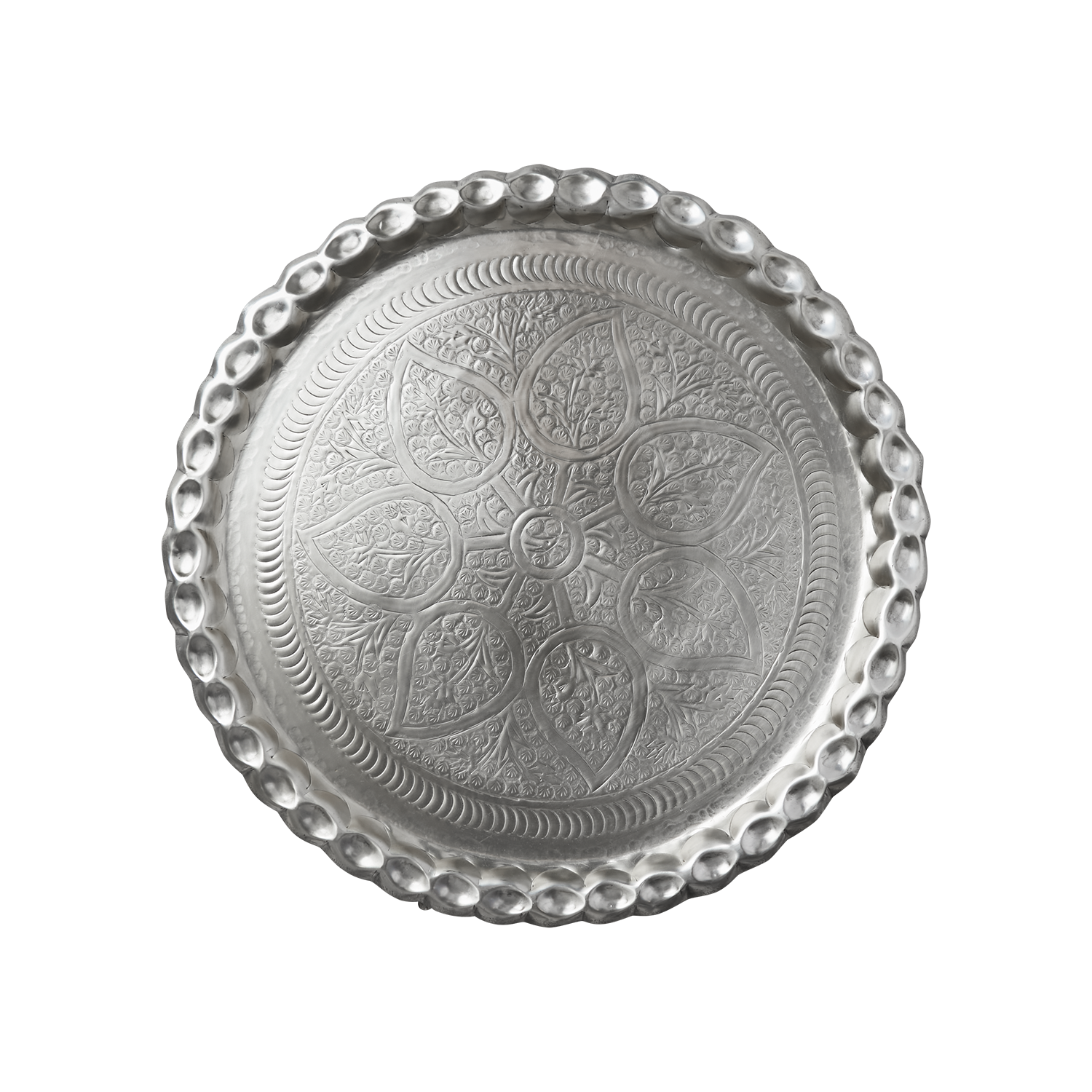 Vackert dekorationsfat, Ø50cm, Silver