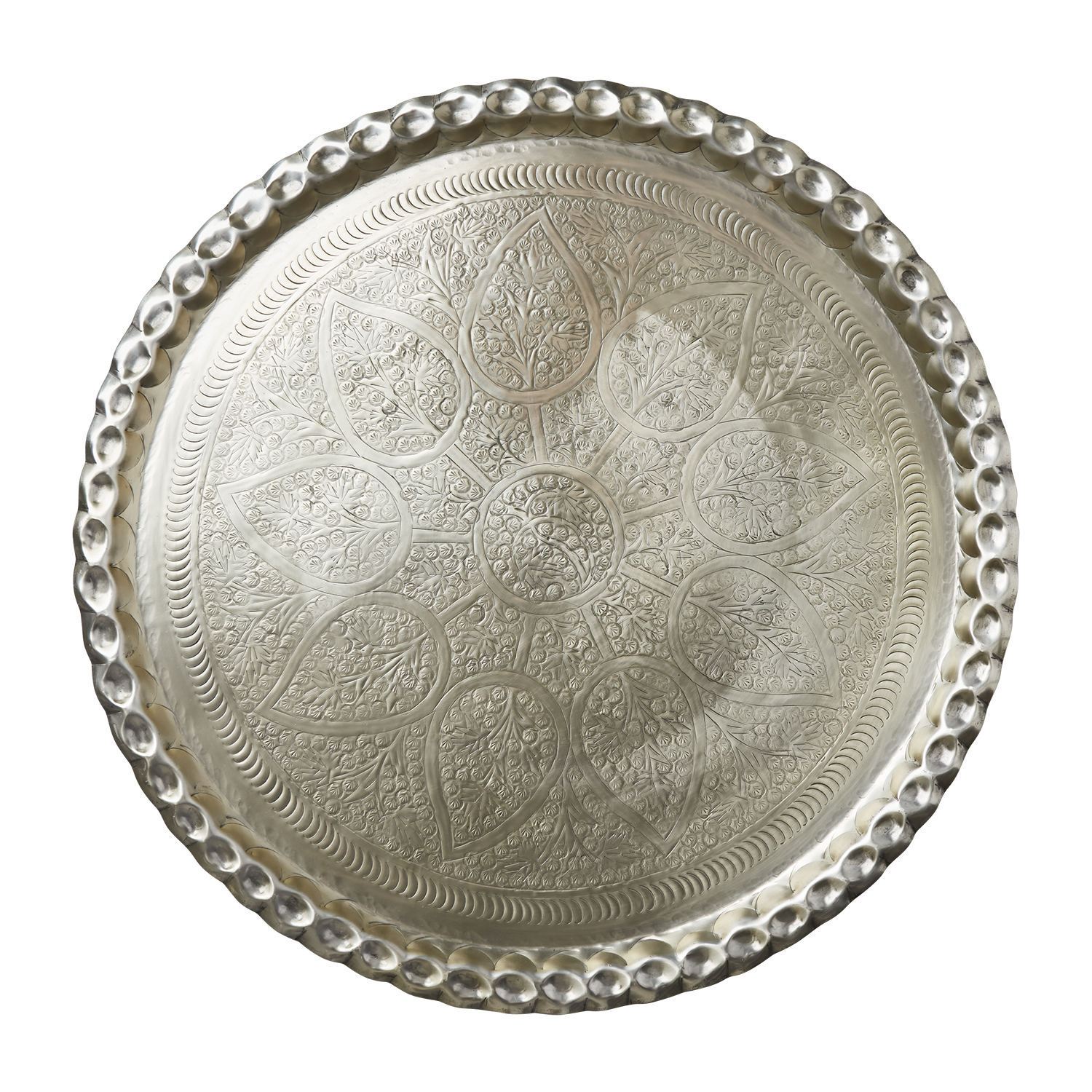 Vackert dekorationsfat, Ø70cm, Silver