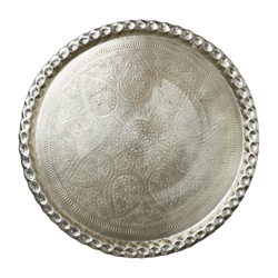 Vackert dekorationsfat, Ø70cm, Silver