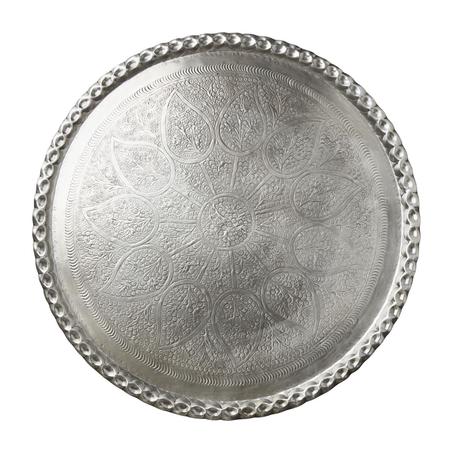 Vackert dekorationsfat, Ø90cm, Silver