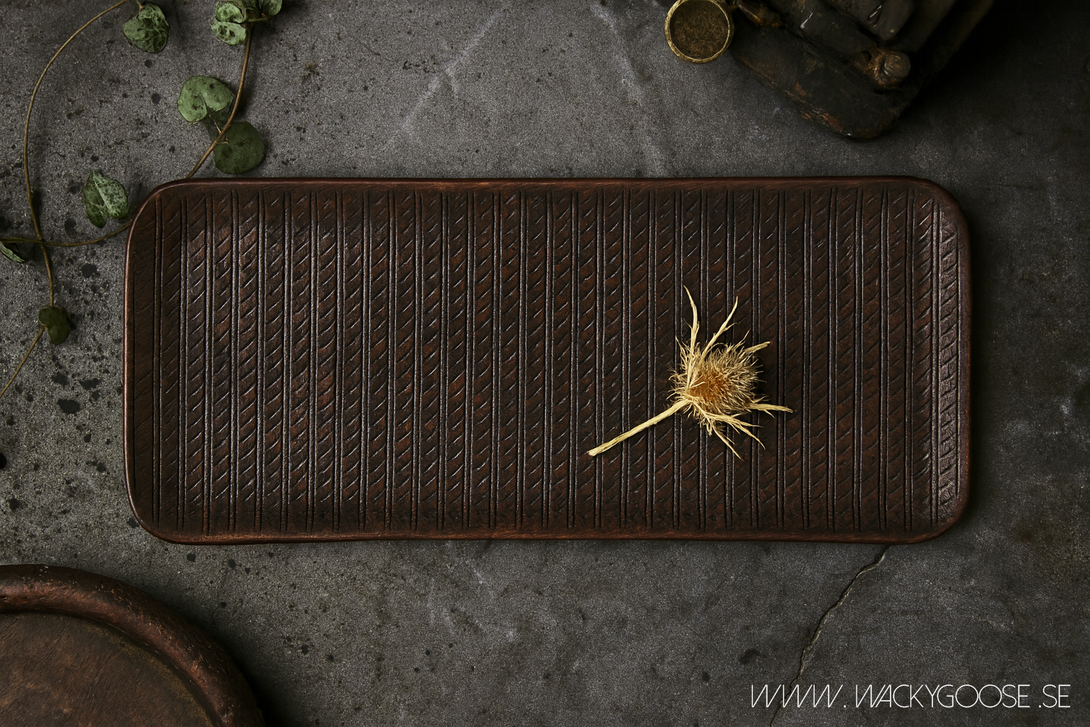 Vackert dekorationsfat, 40x16cm, Svart
