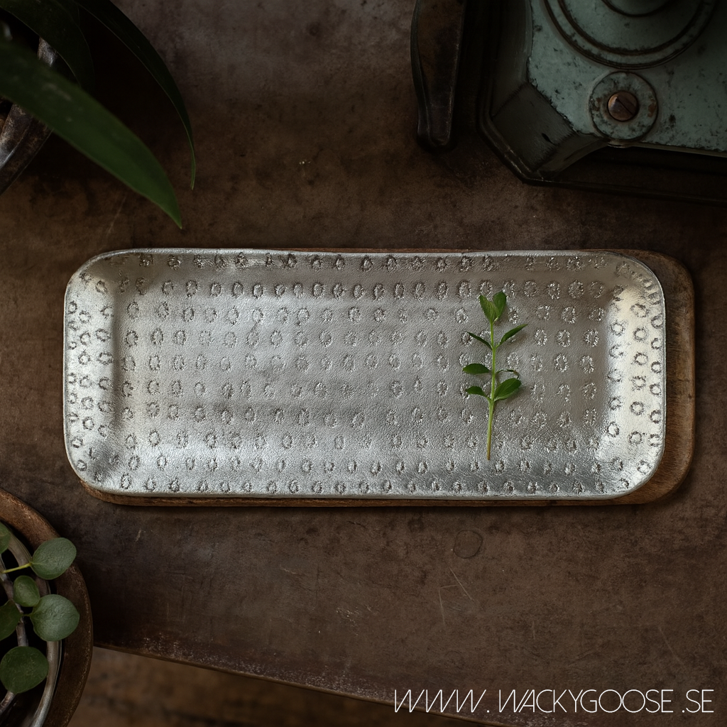 Vackert dekorationsfat, 40x16cm, Silver
