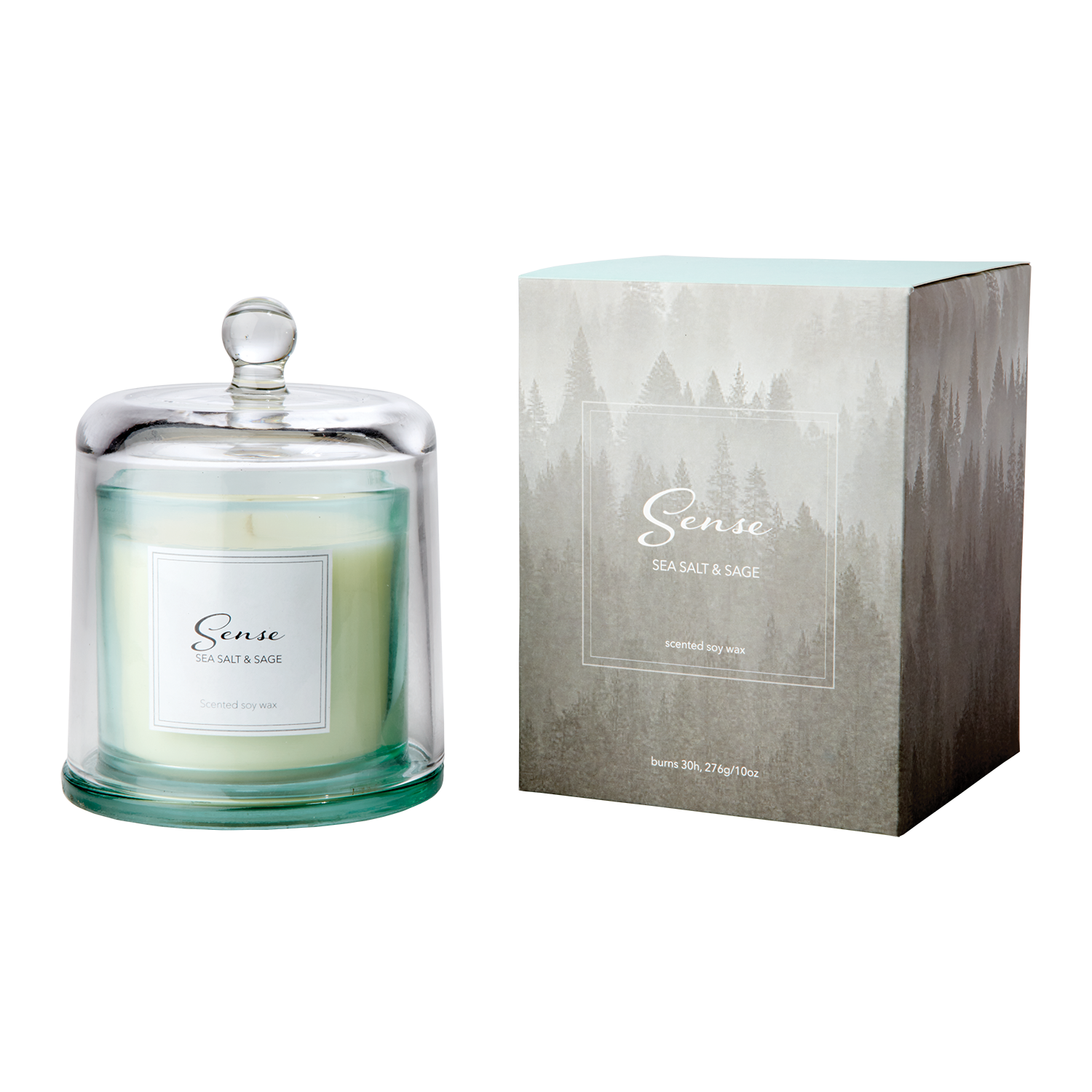 Doftljus med glaskupa, Seasalt & Sage