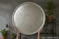 Vackert dekorationsfat, Ø90cm, Silver