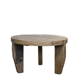 Handgjort soffbord/Avlastningsbänk av återbrukat material, Ø80