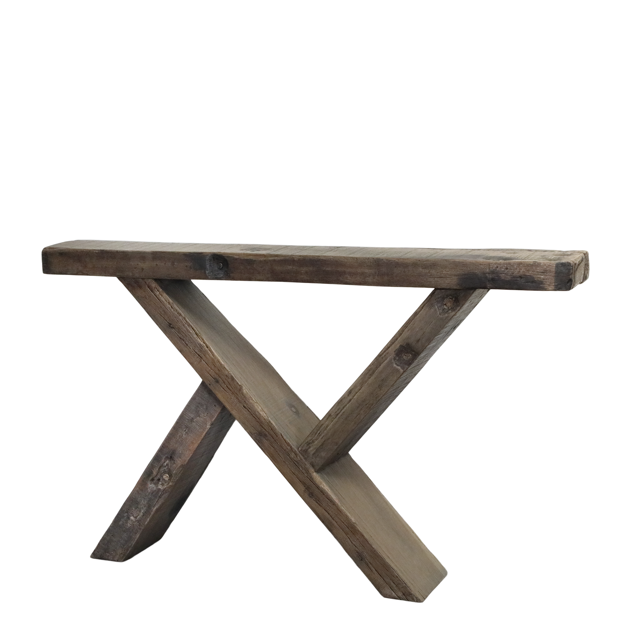 Handgjort Sidobord/Avlastningsbänk av återbrukat material, 122cm