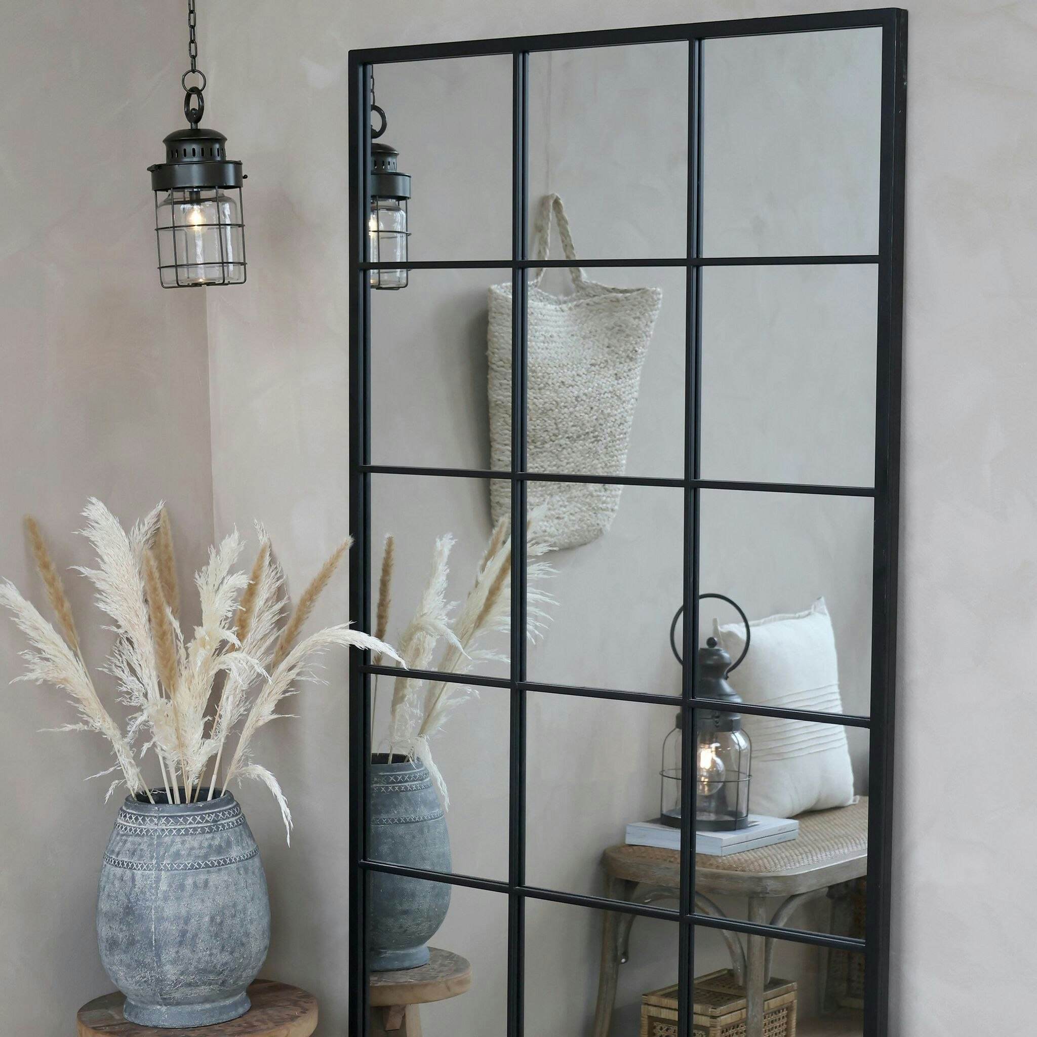 Industriell Helkroppsspegel i järn och glas - 180x90cm