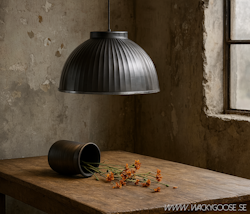 Taklampa i gråmålad zink, 46cm diameter