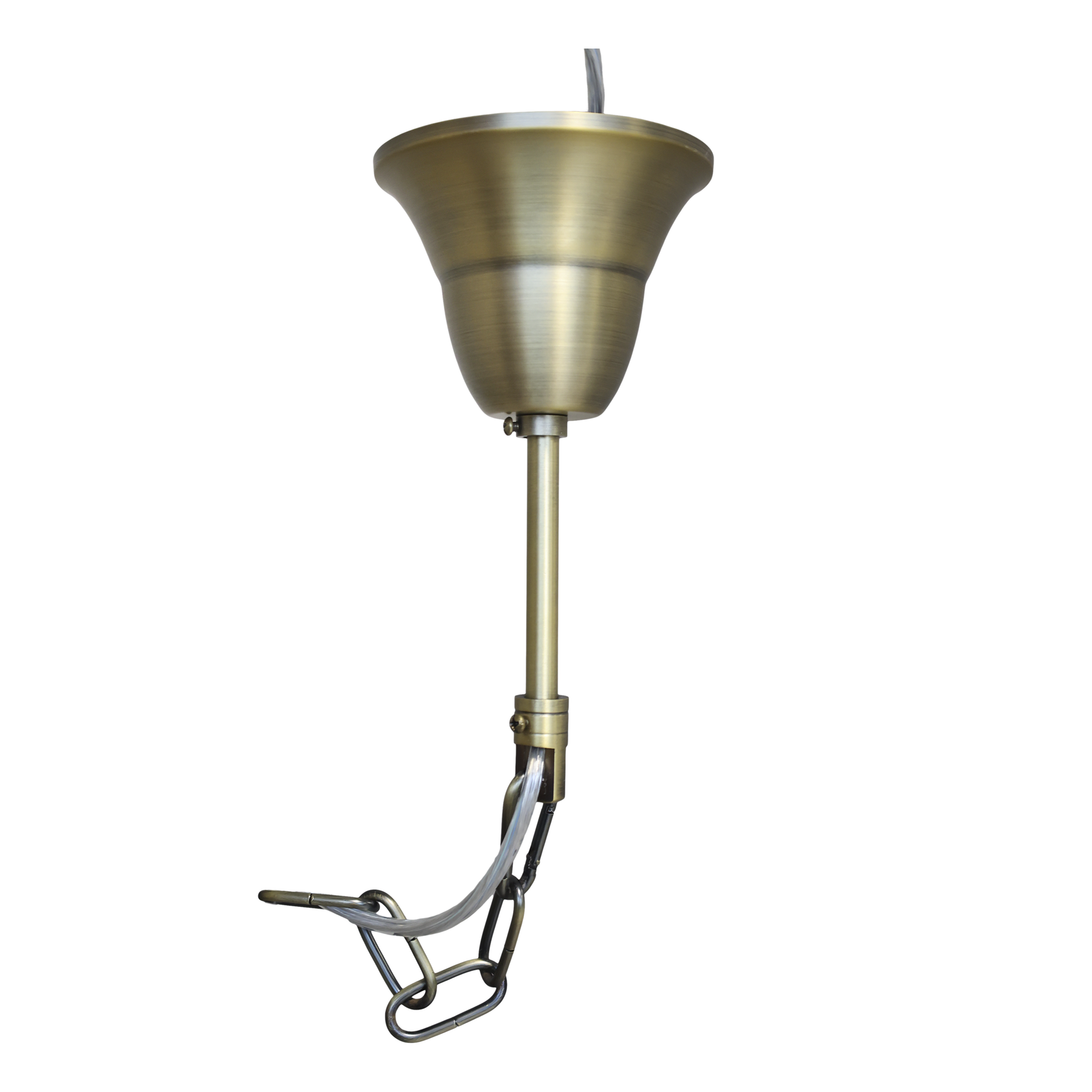 Rejäl takkrona i glas och järn, 75cm, Antikmässing