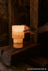 Bordslampa i glas, H35cm, Mörkrosa