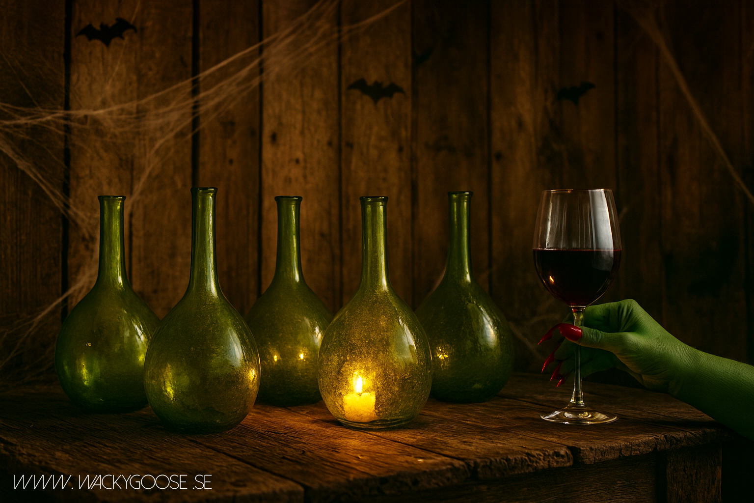 Munblåst vas av återbrukat glas, Grön