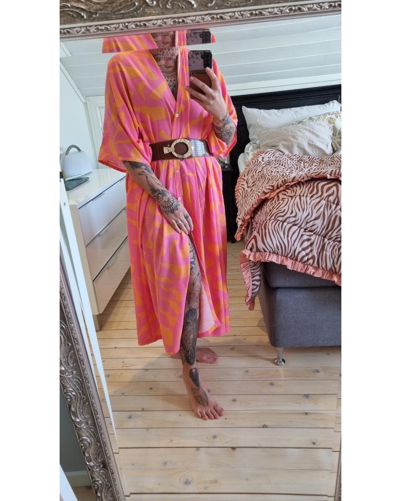 Panter Orange/Pink Nya kaftan dress - Dots & Bows Apparel