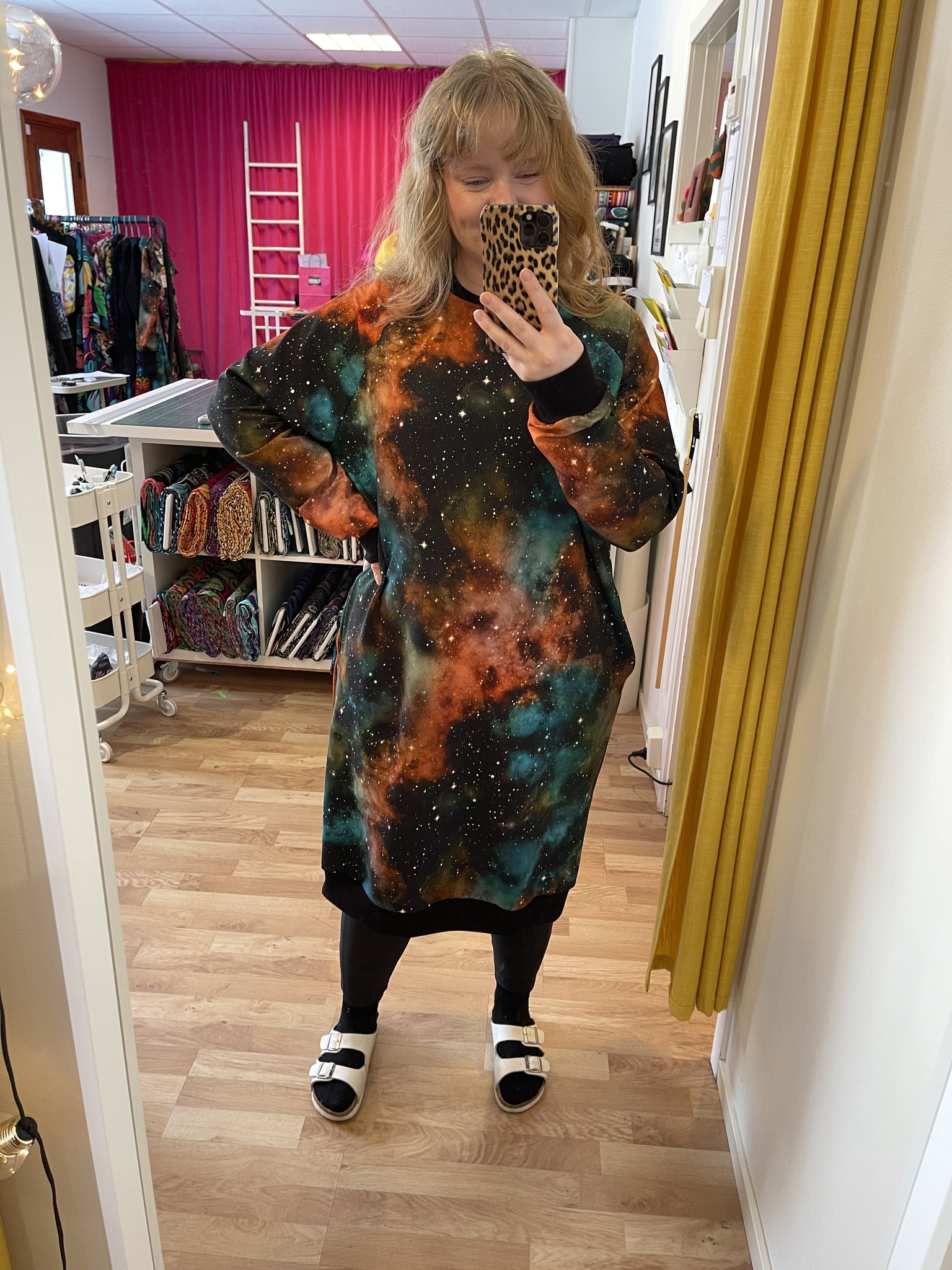 Cosmic Cats Sweatshirt dress Long
