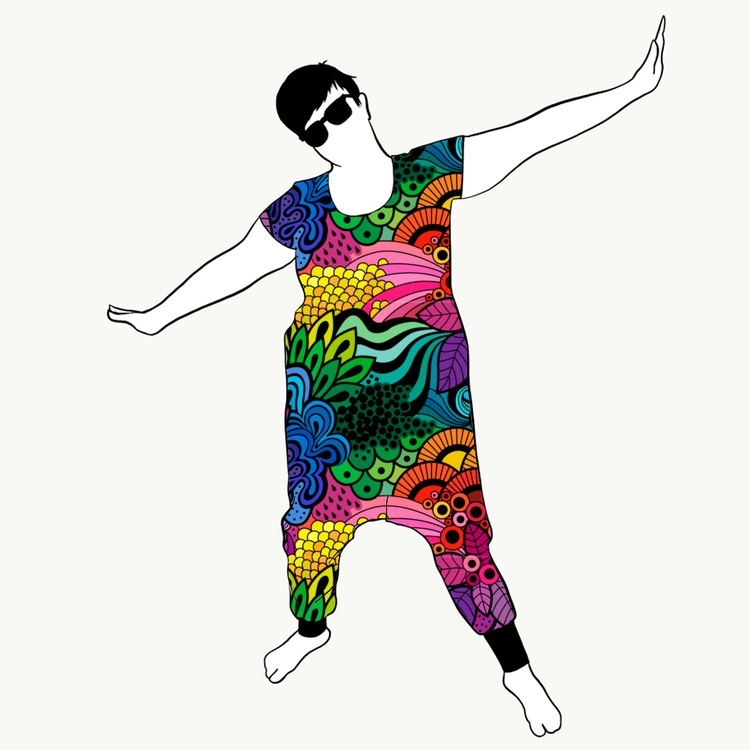 Groovy Rainbow haremjumpsuit kort ärm