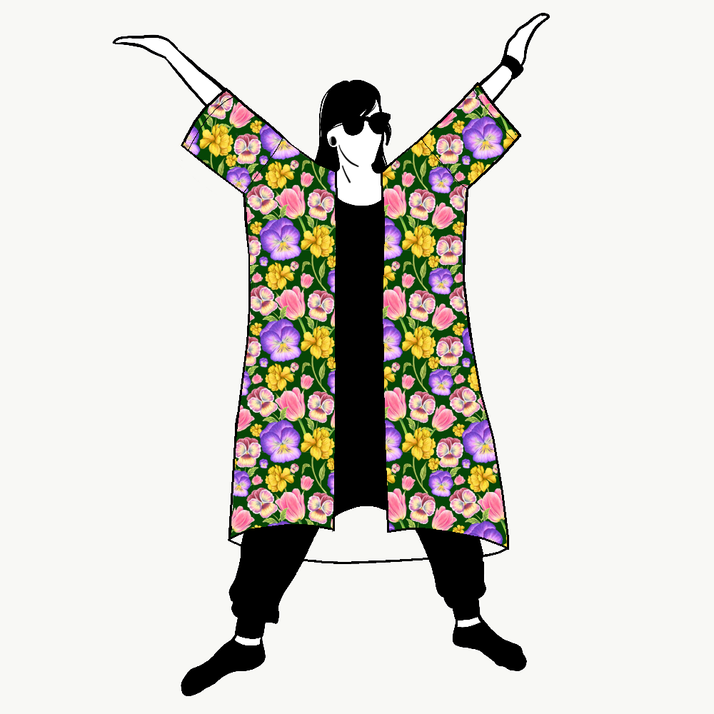 Wild flower Jersey kimono