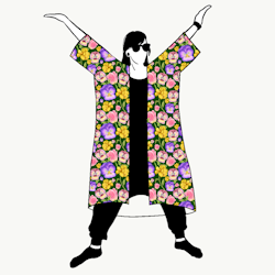 Wild flower Jersey kimono