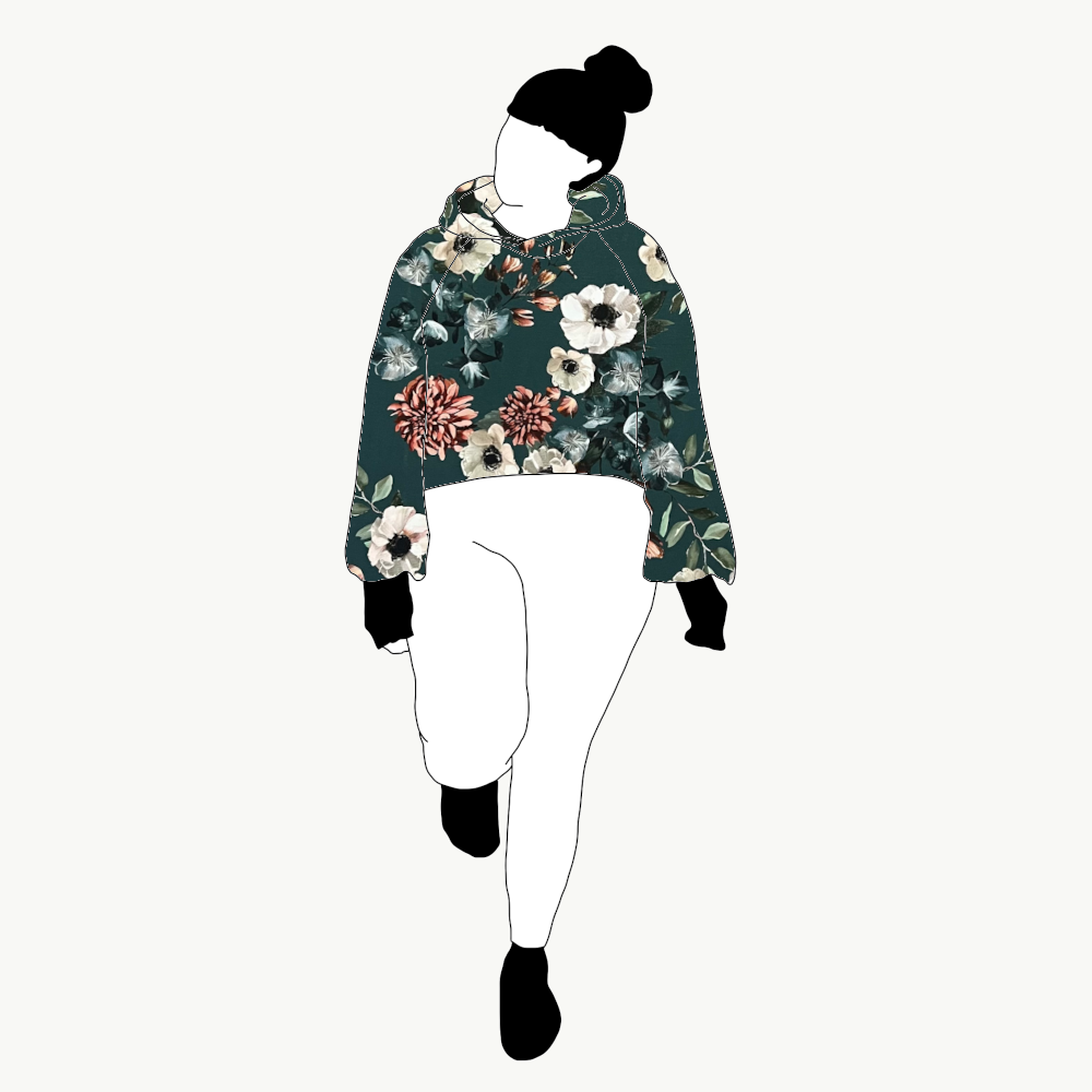 Baroque flowers petrol Crop top deluxe