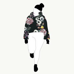 Baroque flowers black Crop top deluxe