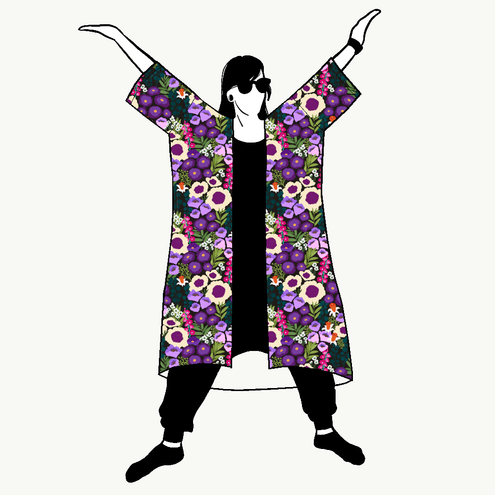Purple Garden Jersey Kimono