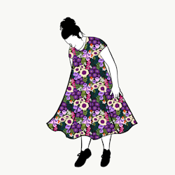 Purple Garden Groove Dress med kort ärm