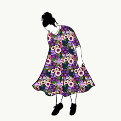 Purple Garden Groove Dress med 3/4-ärm