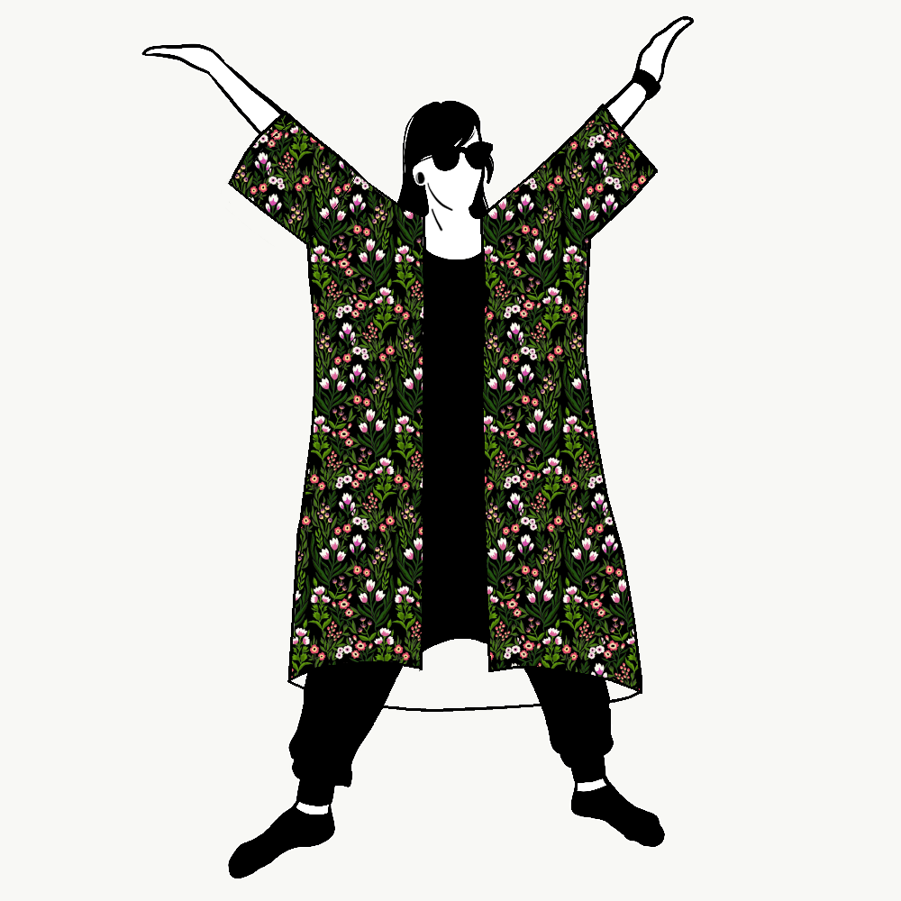 Ditsy Garden Jersey Kimono
