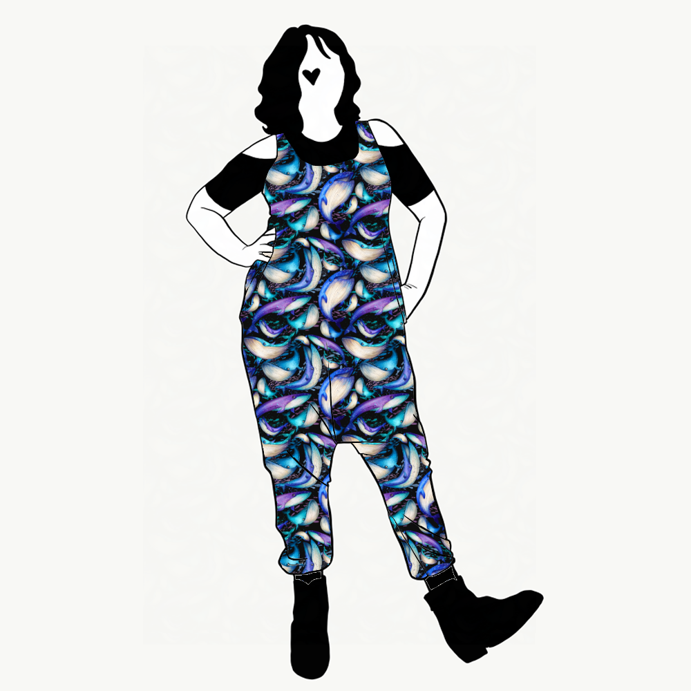 Whales Print Haremjumpsuit utan ärm