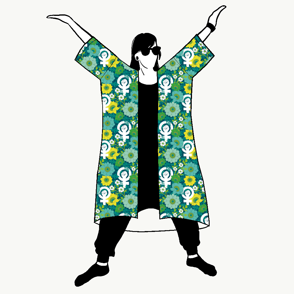 Fight like a girl Petrol Jersey kimono