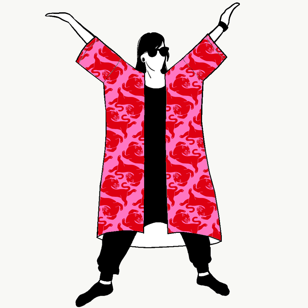 Panter Pink/Red Jersey Kimono