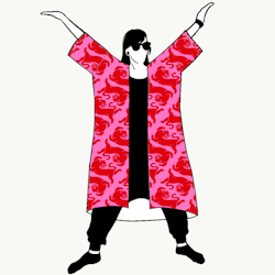 Panter Pink/Red Jersey Kimono