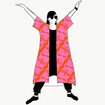 Panter Orange/Pink Kimono/Kaftan