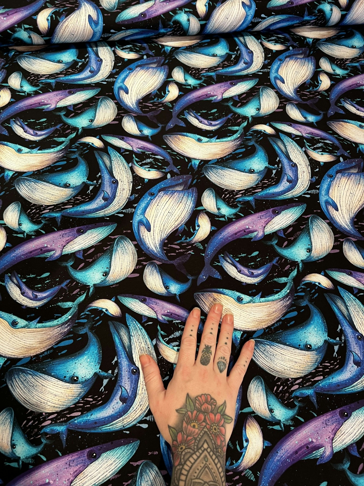 Whales Print Groove Dress med 3/4-ärm