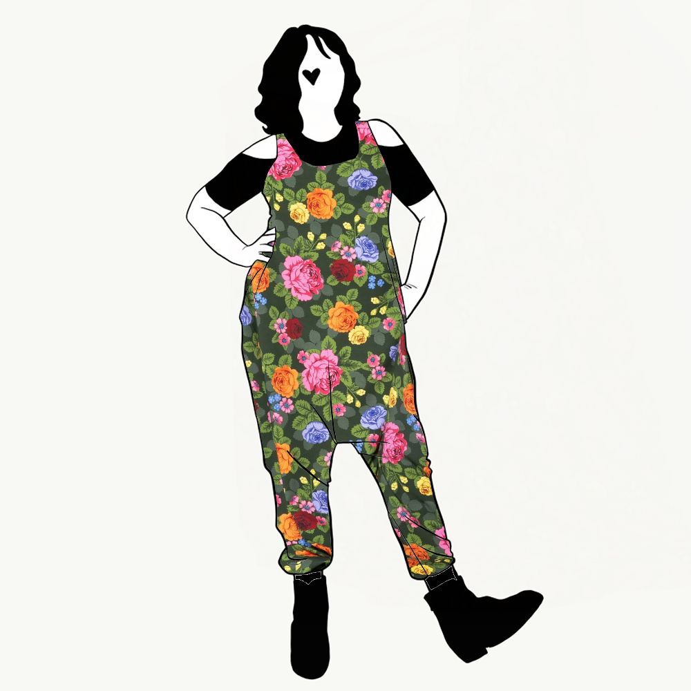 Babushka Roses haremjumpsuit utan ärm