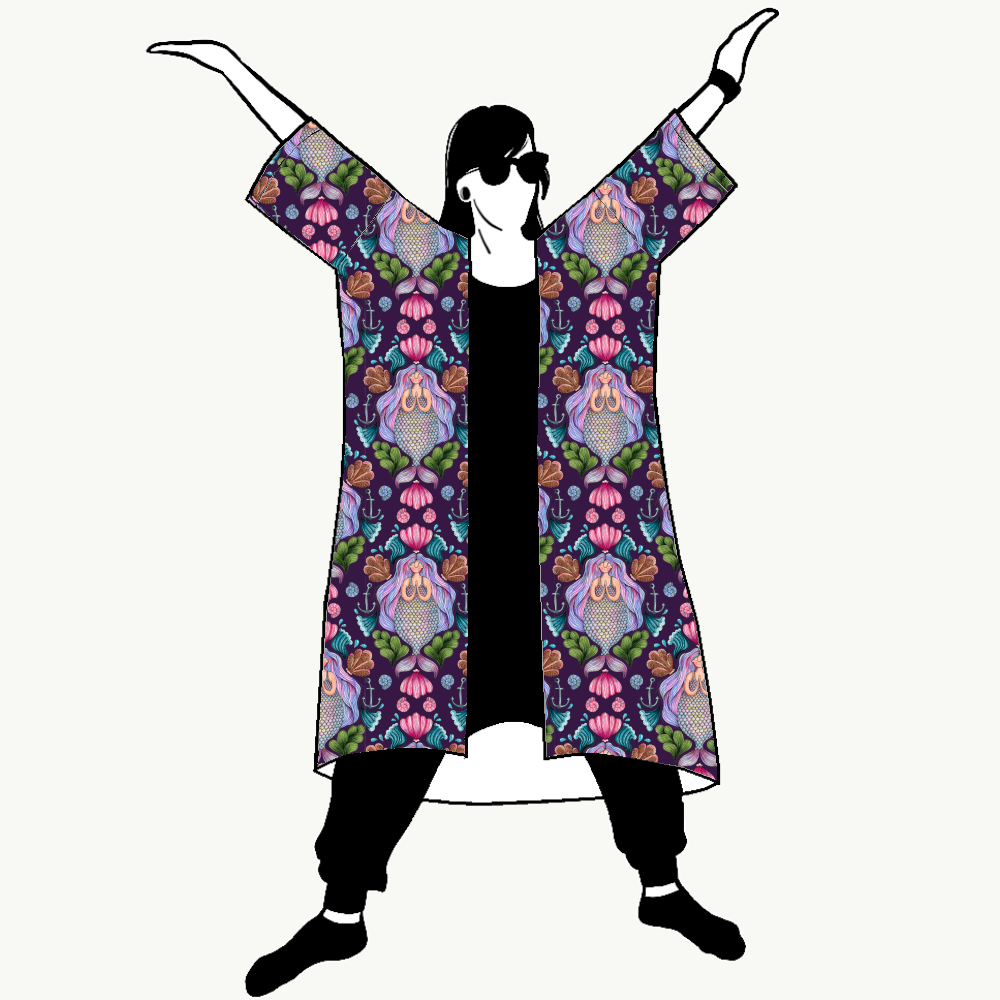 Fishtail Purple Jersey Kimono