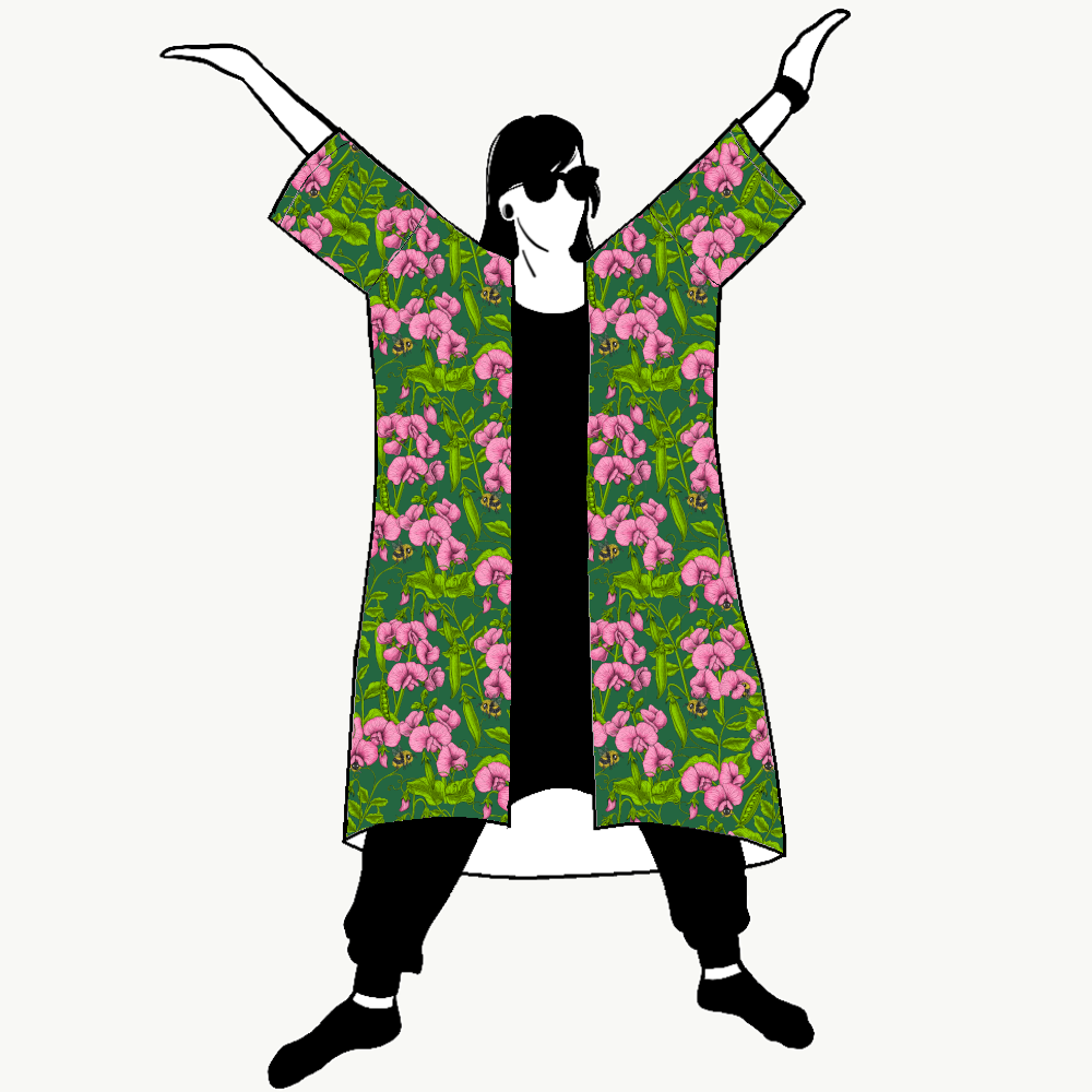 Sweet peas and bumblebees Jersey Kimono