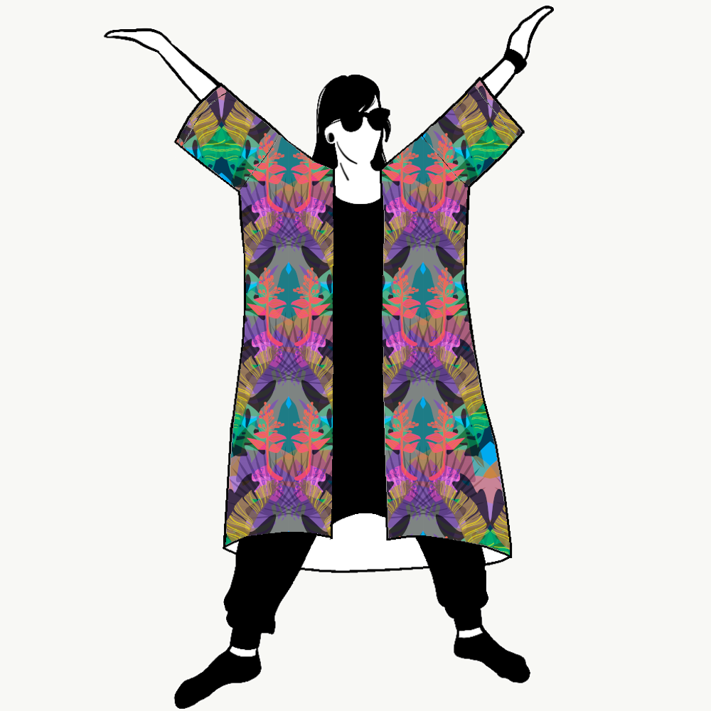 Tropical Leaf Jersey Kimono
