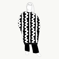 ZigZag Black & White Sweatshirt dress Long