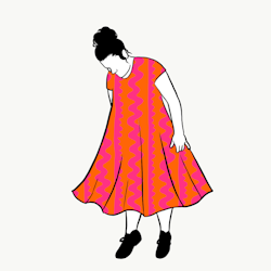 ZigZag Orange Pink Groove Dress