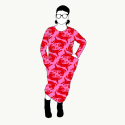 Big Pocket dress Panter Pink/Red