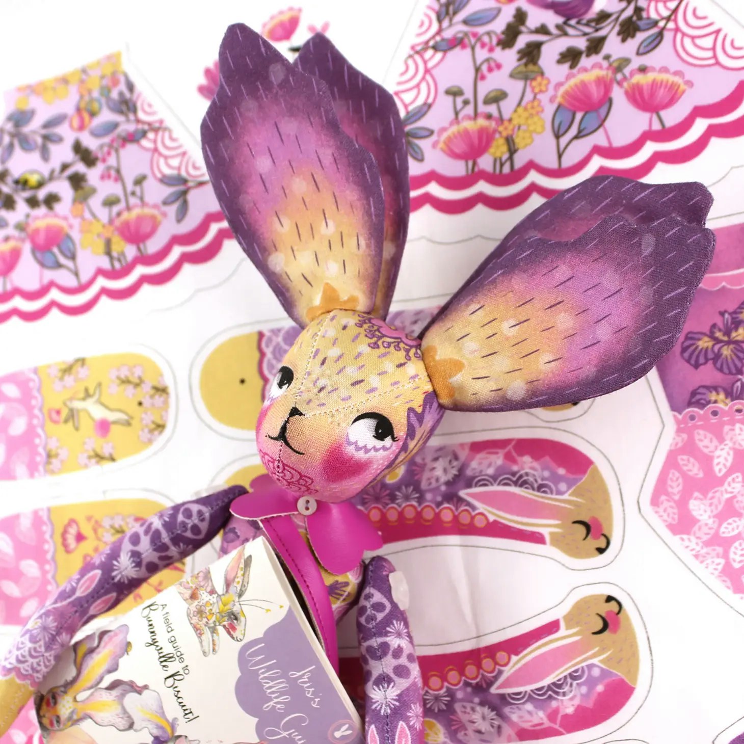 Diy Dolly Kit - Iris Flower Bunny + 12 Page Handmade Book