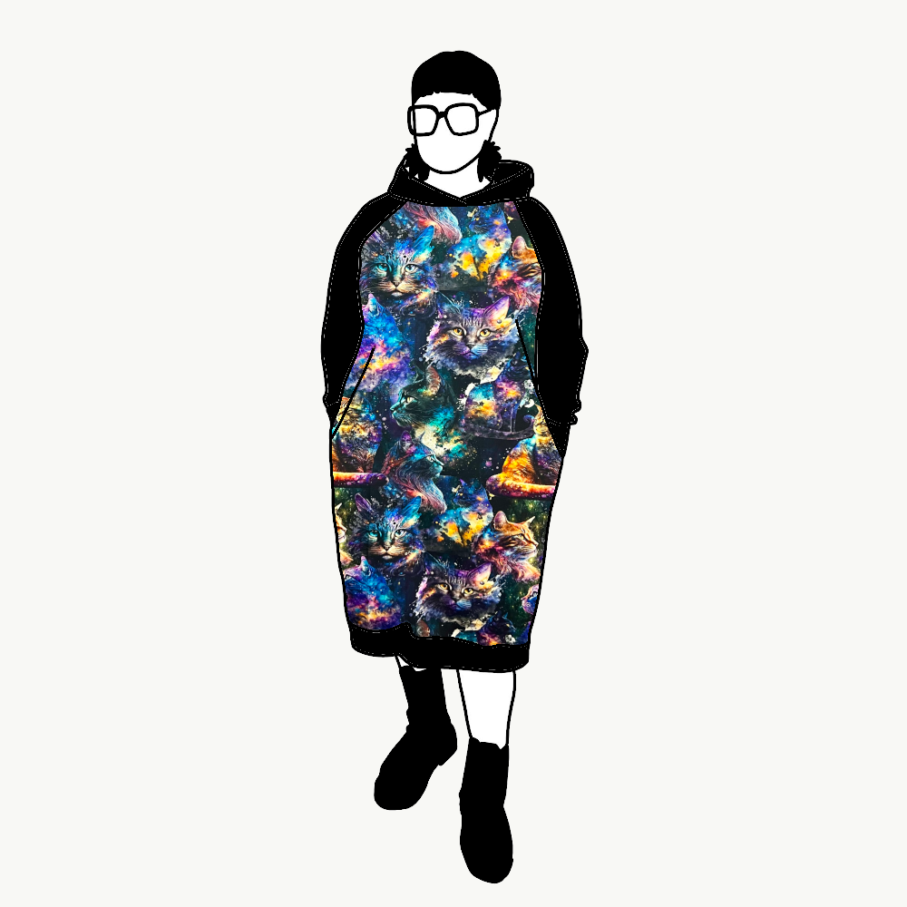 Cosmic Cats Sweatshirt dress Long