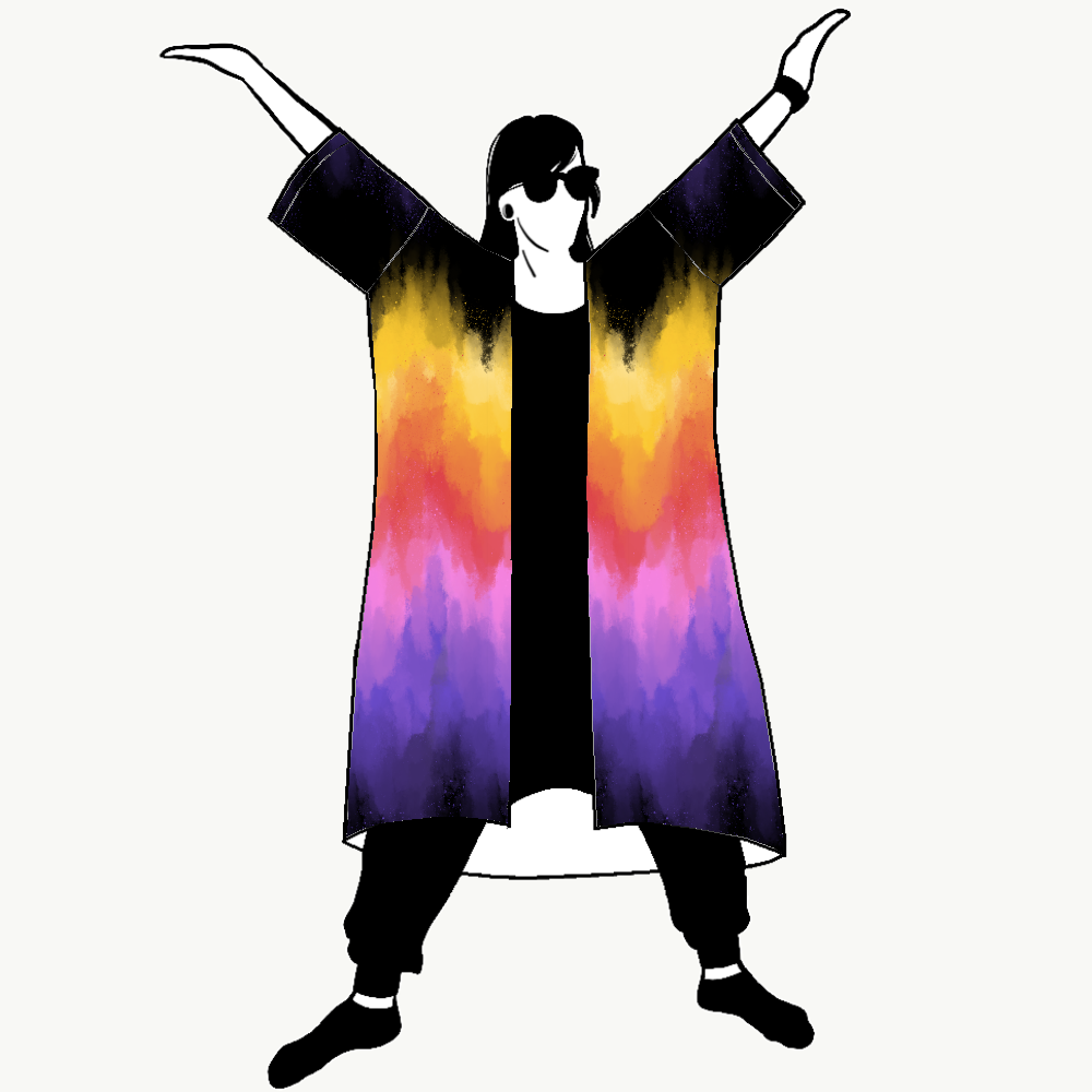 On fire Jersey kimono