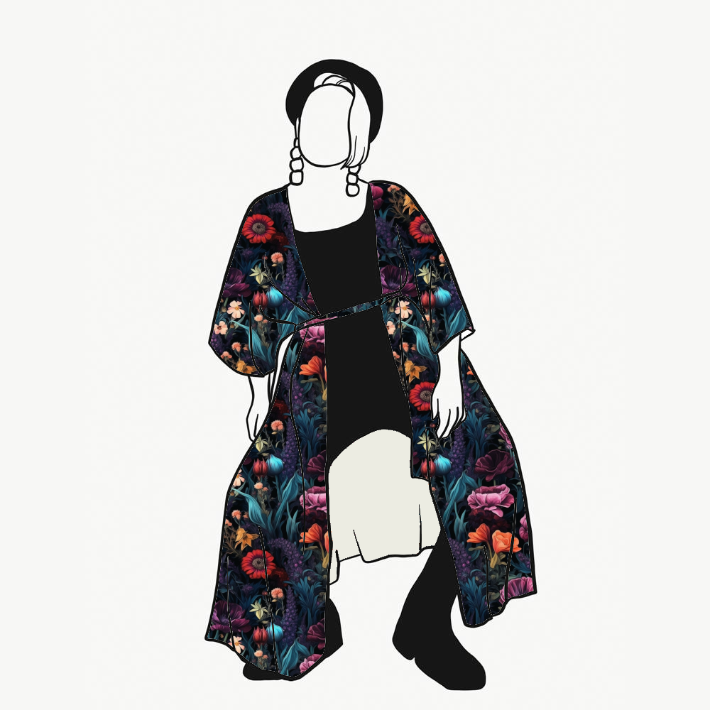 Moody floral Kaftan med knytband