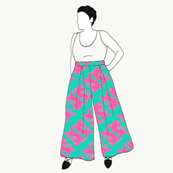 Panter turquoise/pink Culottes (långa & 3/4 långa)