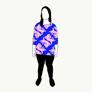 Panter blue/pink Boxy Top & Boxy Crop