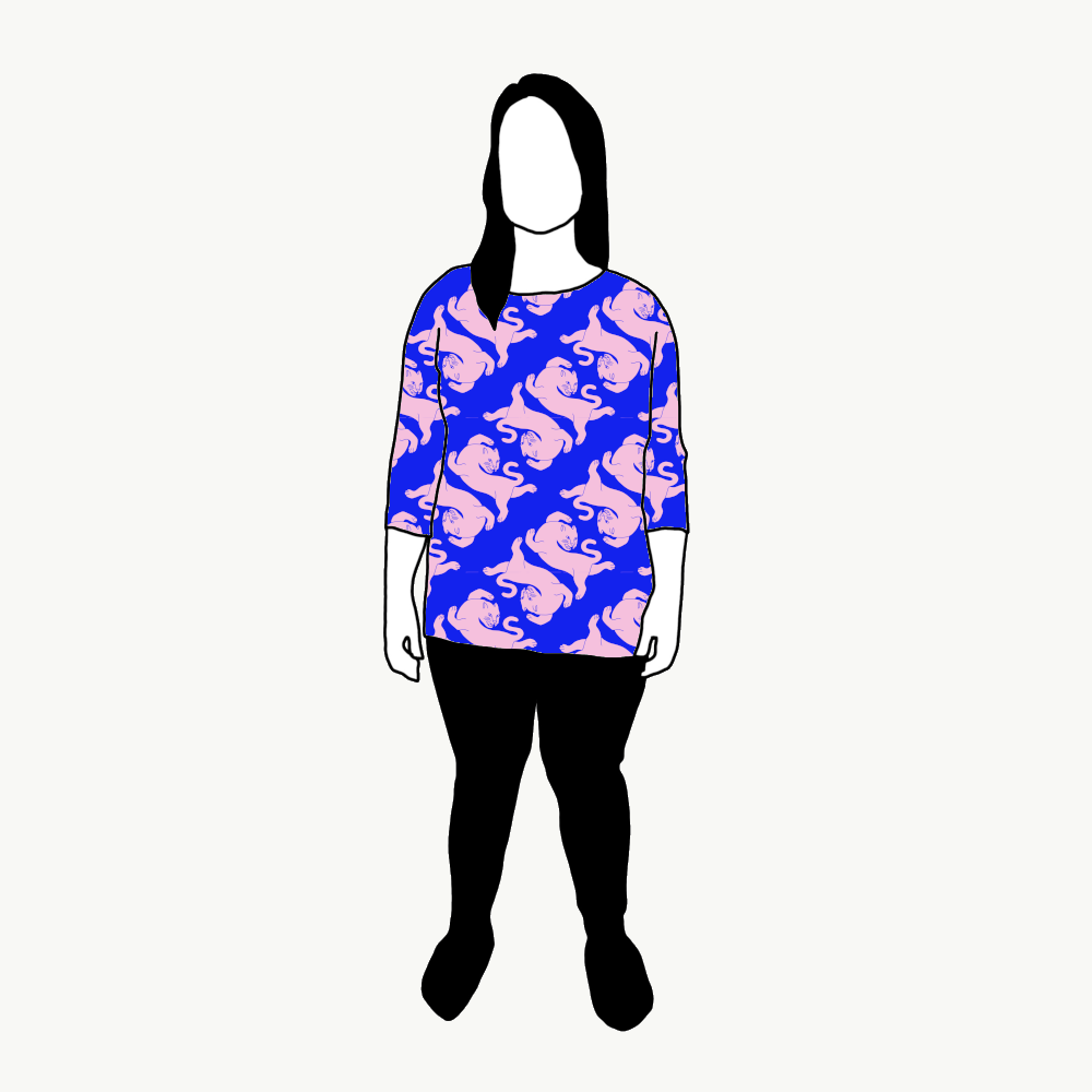 Panter blue/pink Boxy Top & Boxy Crop