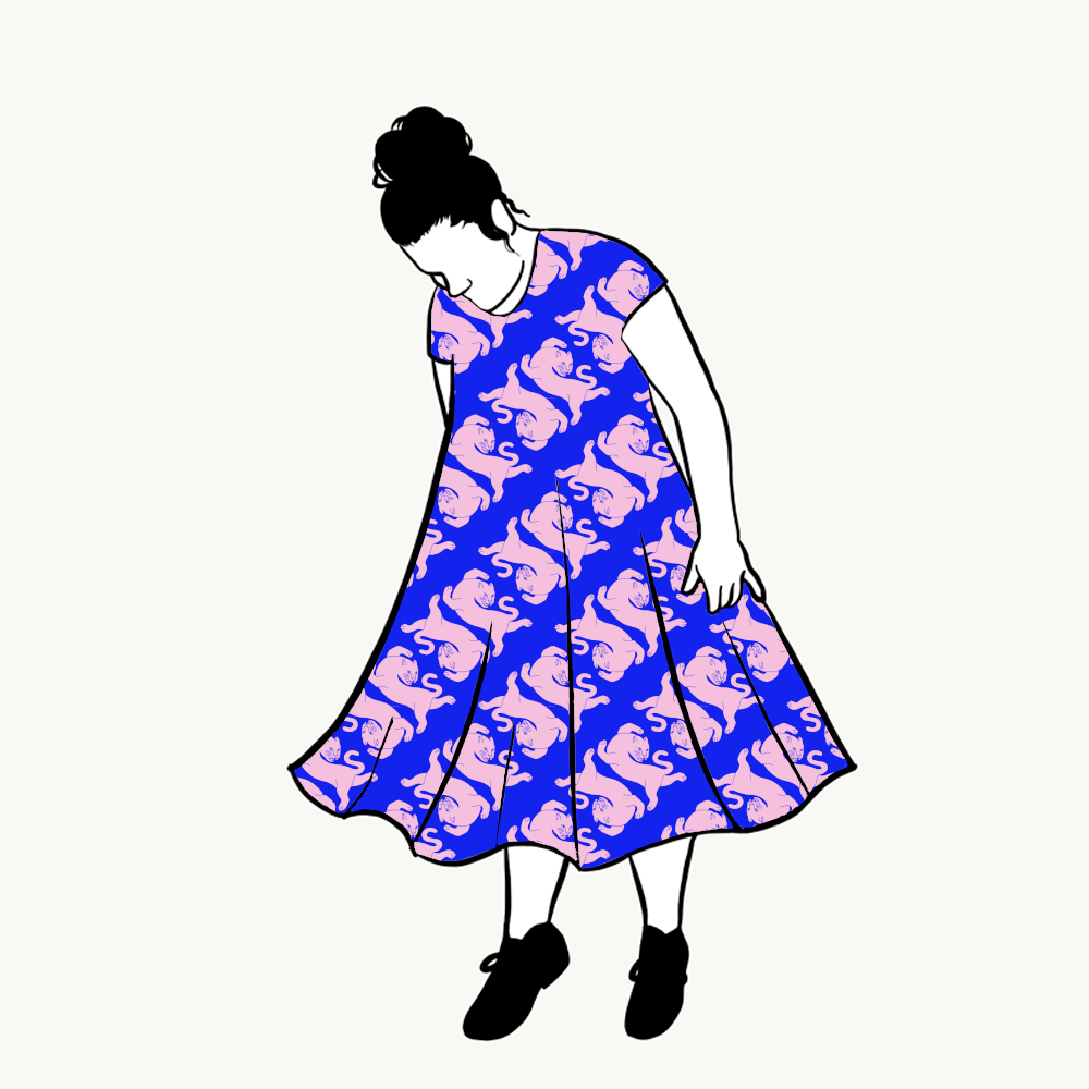 Panter blue/pink Groove Dress