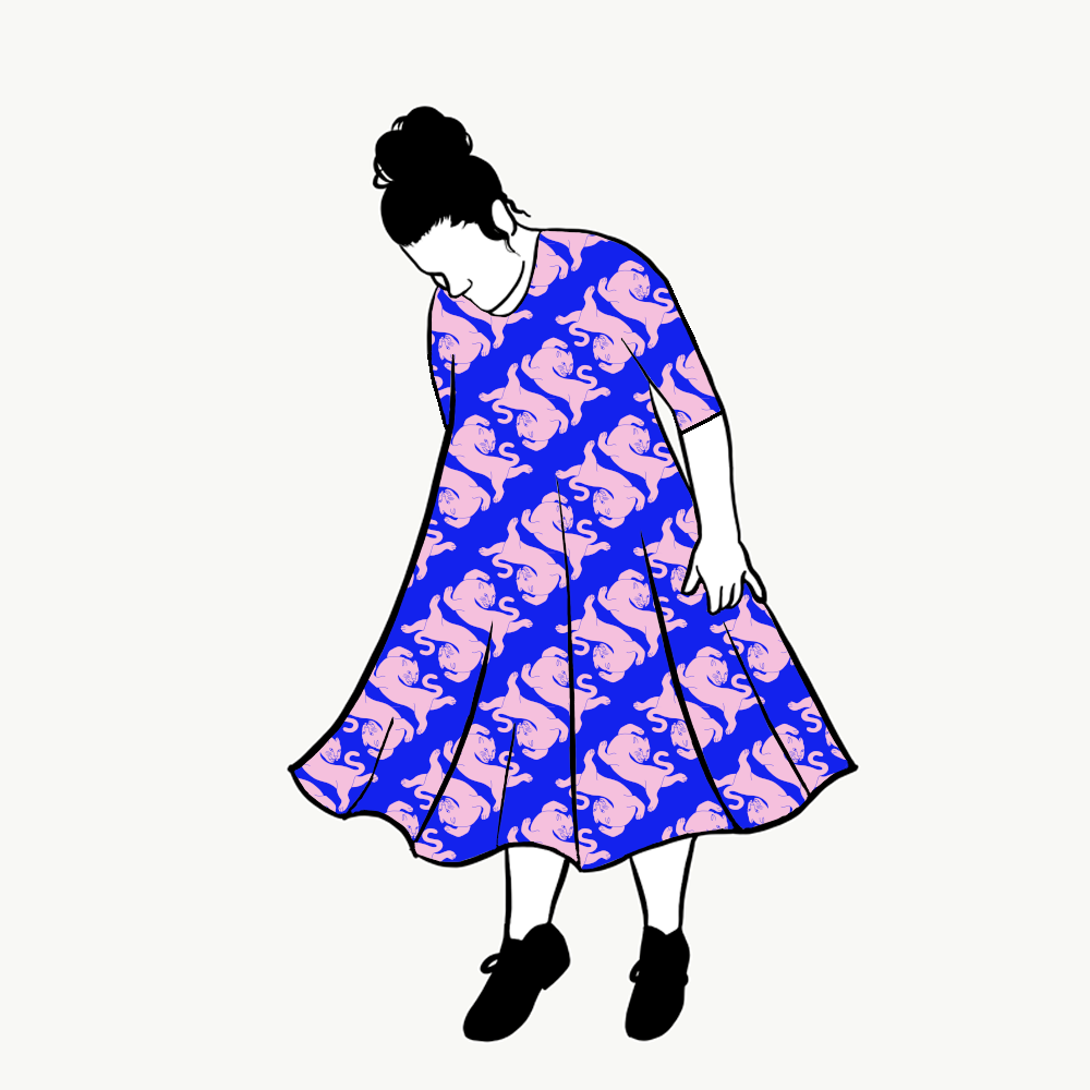 Panter blue/pink Groove Dress